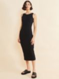 Albaray Fine Ribbed Sleeveless Vest Dress, Black