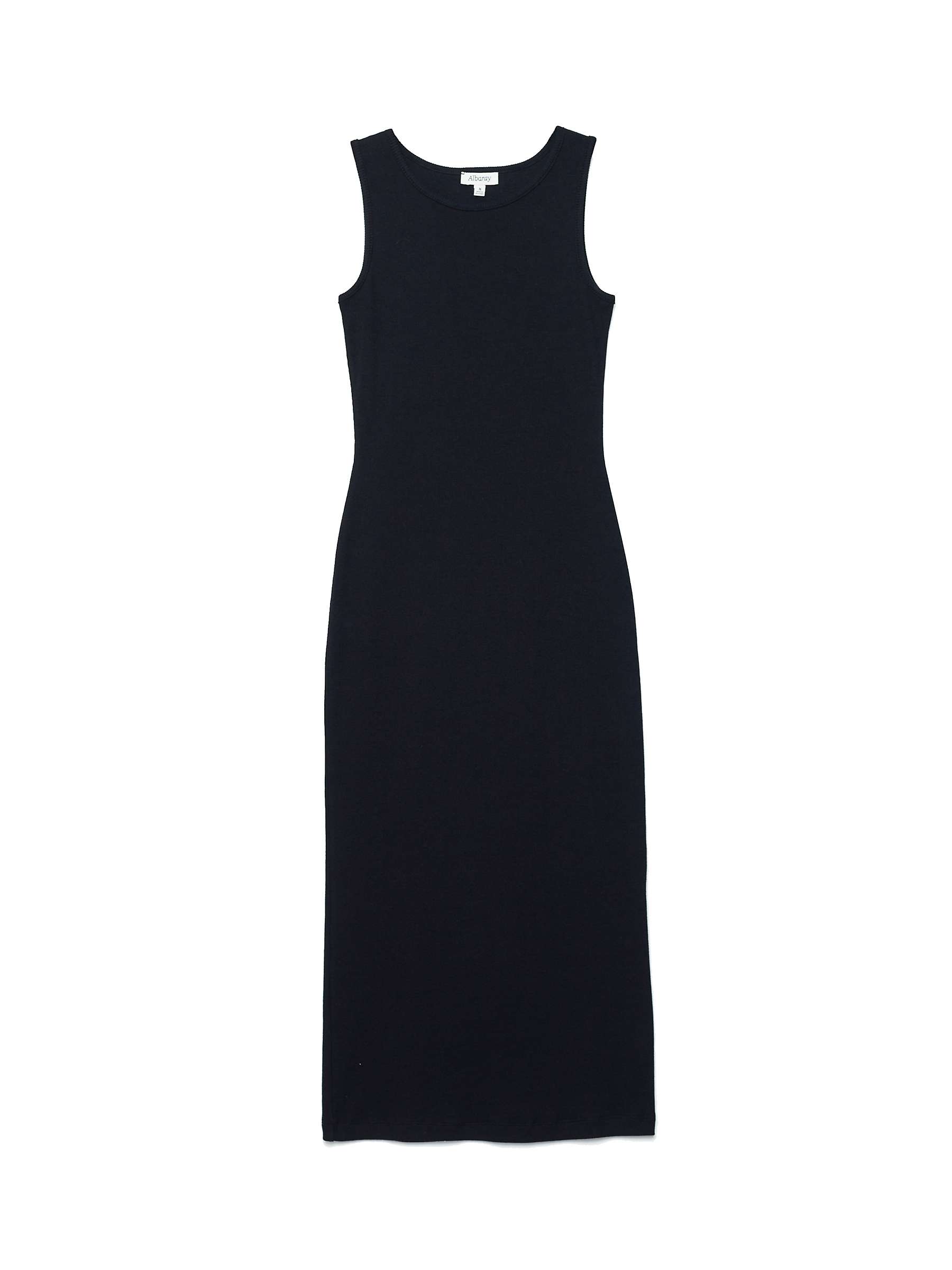 Albaray Fine Ribbed Sleeveless Vest Dress, Black at John Lewis & Partners