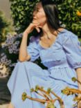 Albaray Stripe Organic Cotton Midi Dress, Blue/Multi