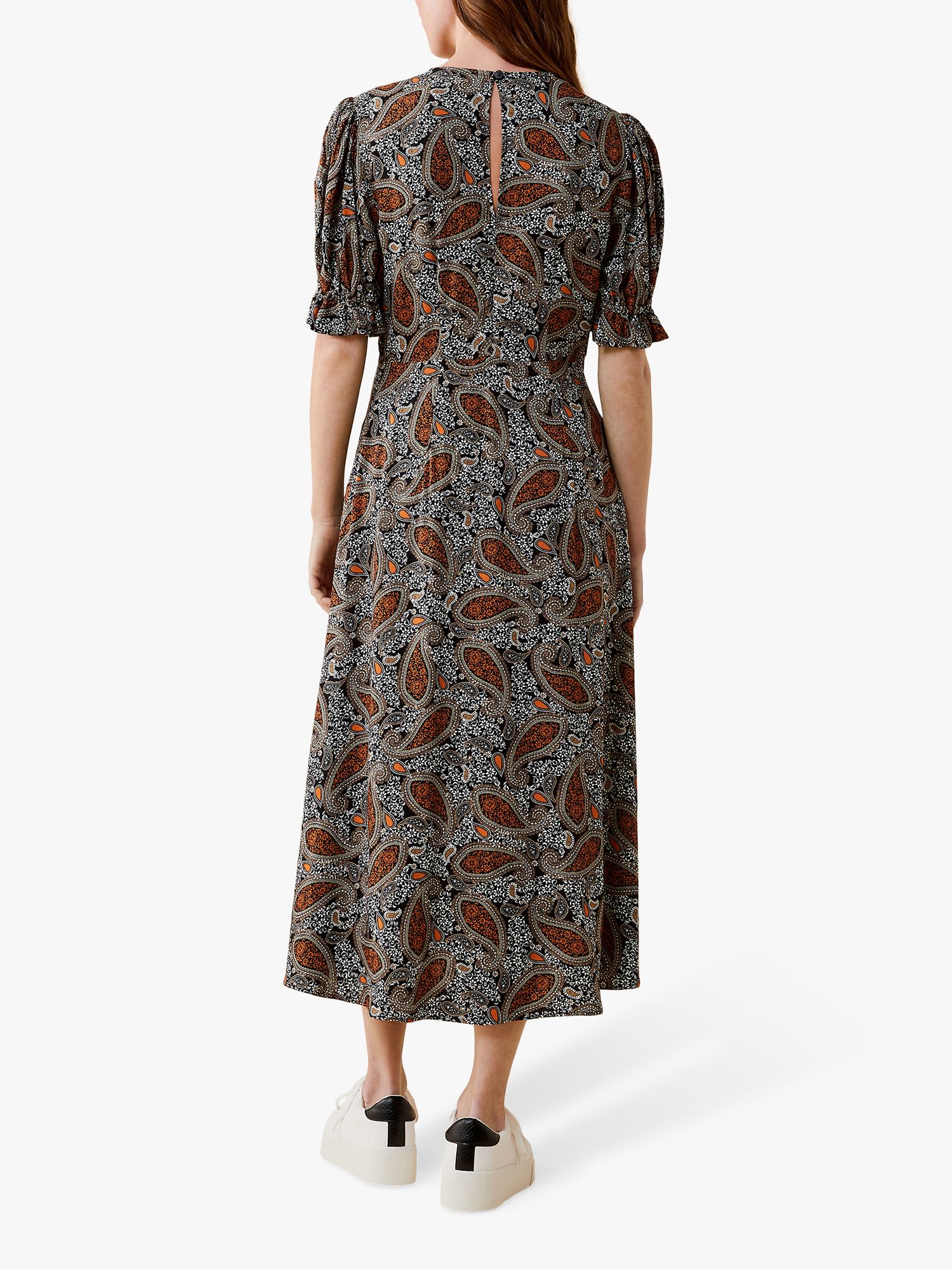 Finery Mela Paisley Print Midi Dress, Brown/Multi at John Lewis & Partners
