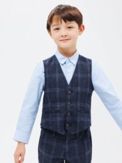 John Lewis Heirloom Collection Kids' Tweed Waistcoat, Blue, 4 years