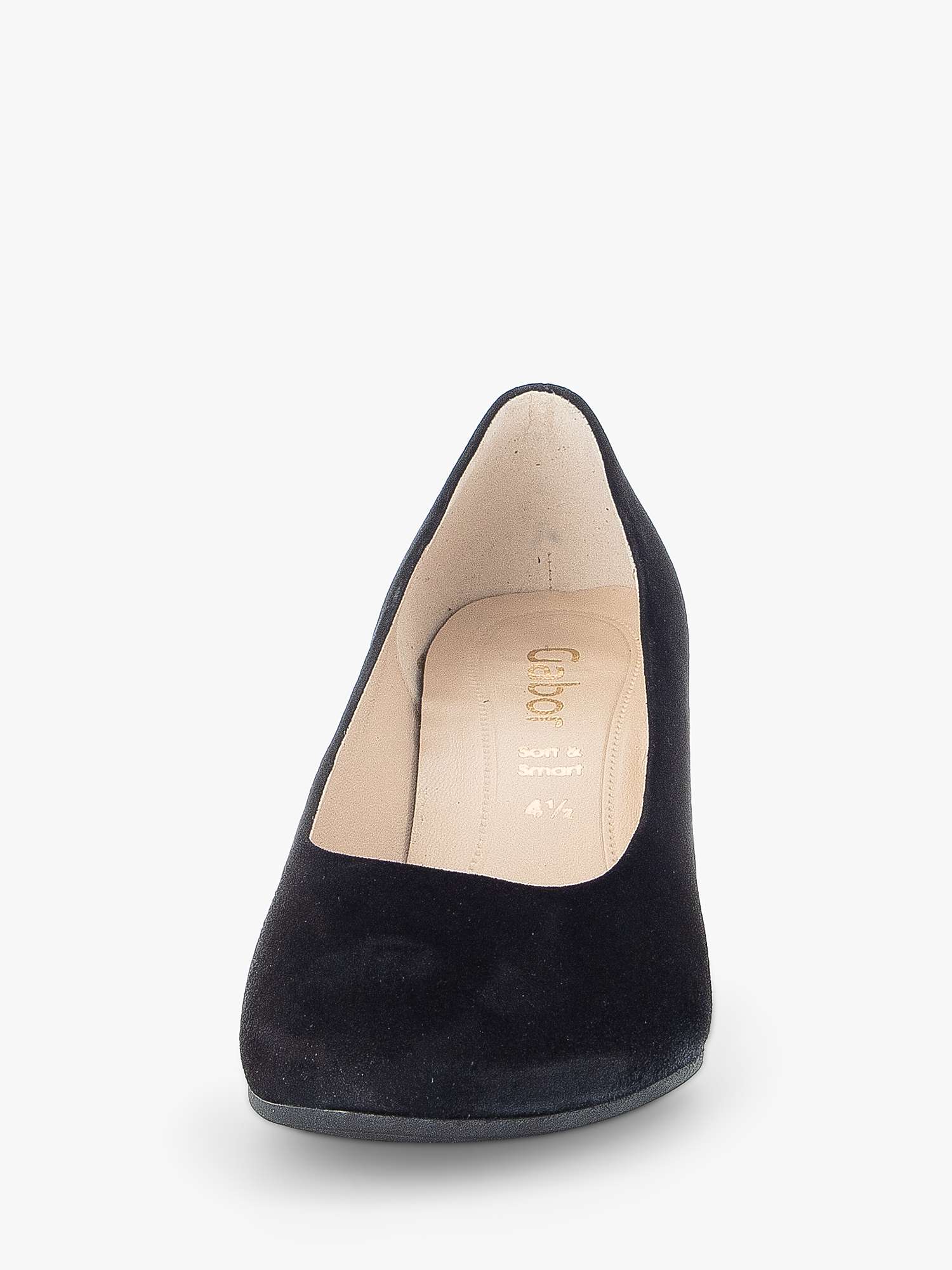 Gabor Edina Suede Cone Heel Court Shoes, Black at John Lewis & Partners
