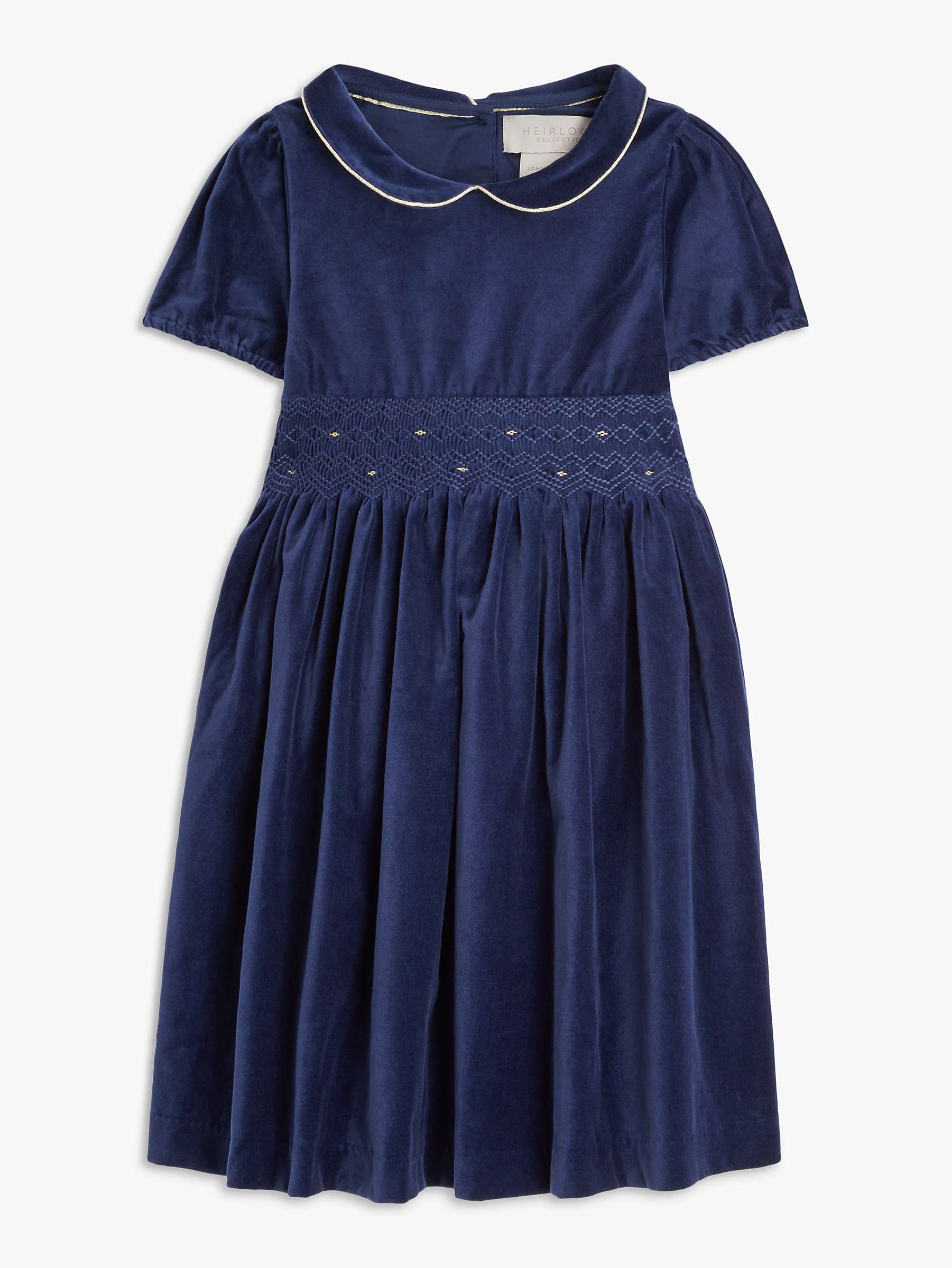 Buy John Lewis Heirloom Collection Dobby Velvet Party Dress, Navy Online at johnlewis.com