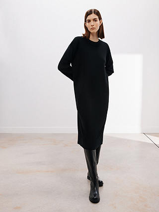 Kin Milano Plain Knit Jumper Dress, Black