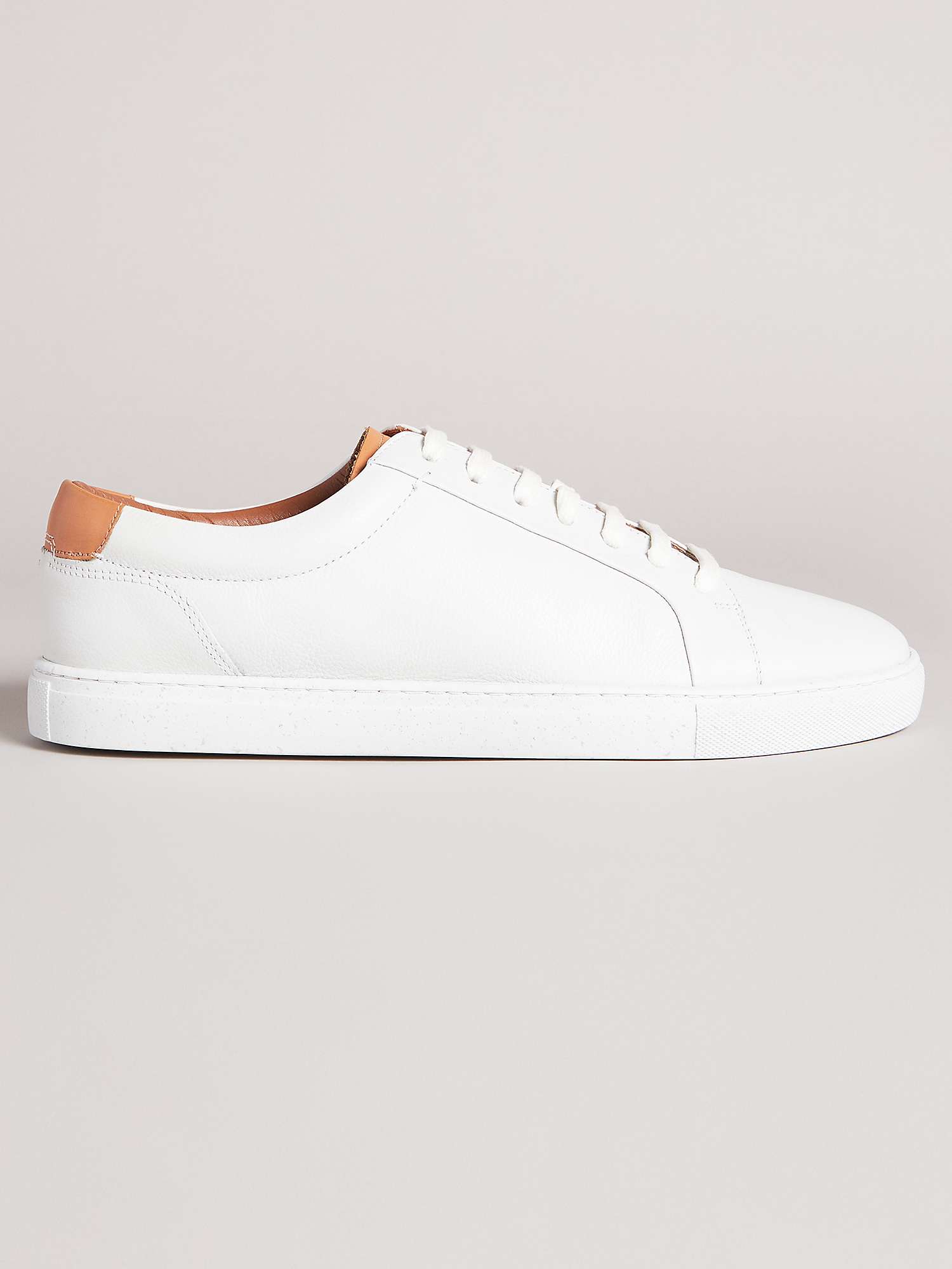 Ted Baker Udammo Leather Trainers, White/Tan at John Lewis & Partners