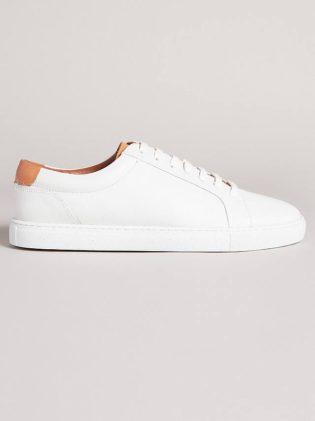 Ted Baker Udammo Leather Trainers, White/Tan at John Lewis & Partners