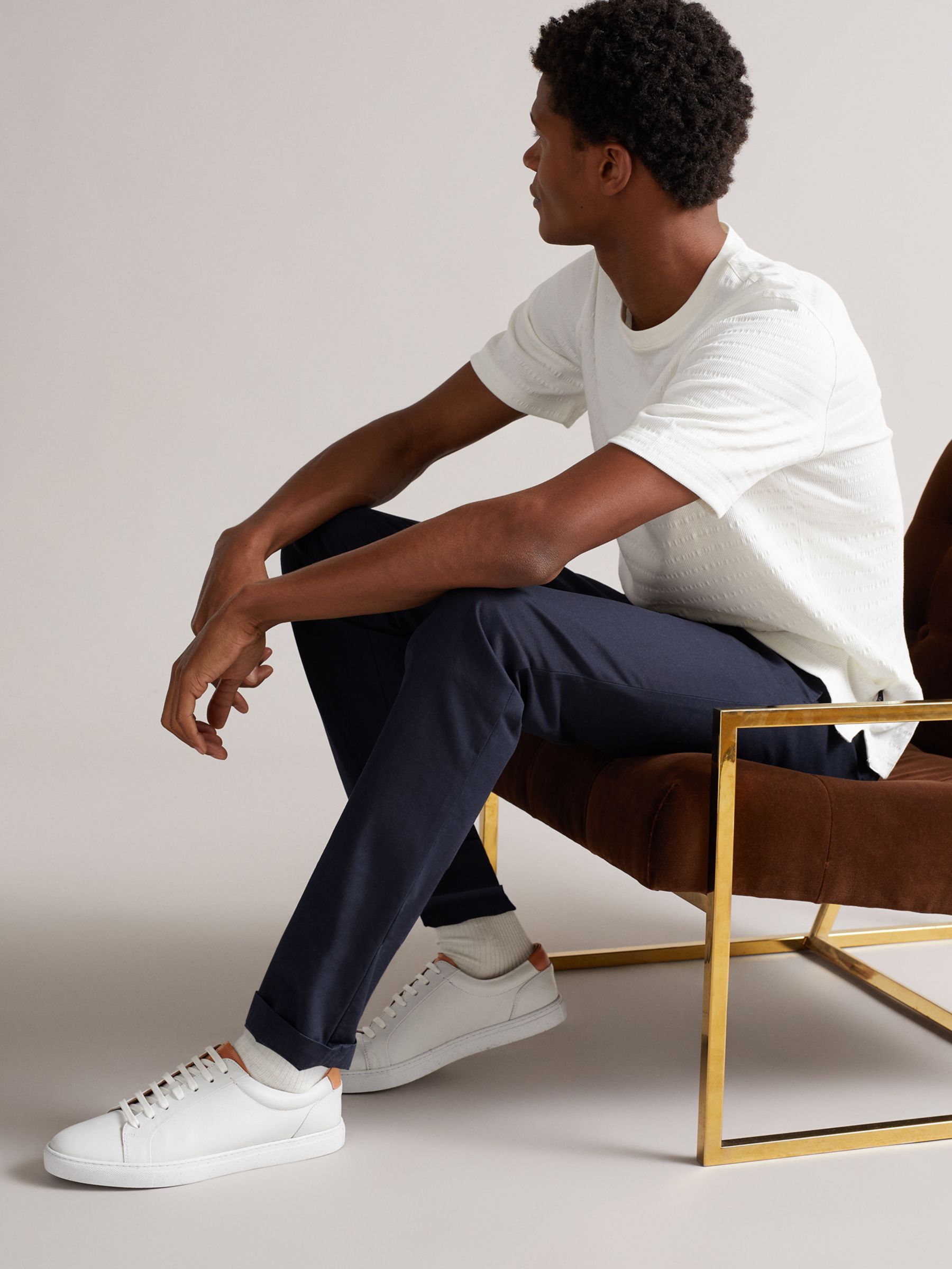 Ted Baker Udammo Leather Trainers, White/Tan at John Lewis & Partners