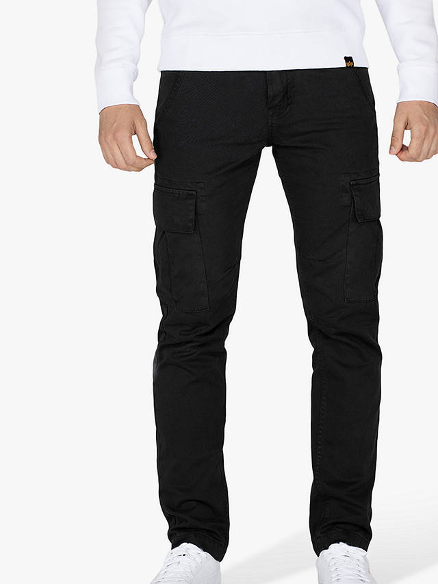 Alpha Industries Agent Cargo Trousers, Black at John Lewis & Partners