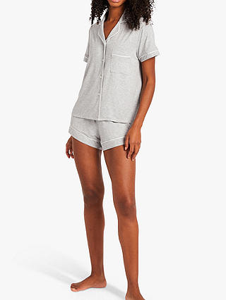 Chelsea Peers Modal Piped Shorts Pyjama Set, Grey