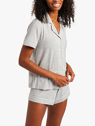 Chelsea Peers Modal Piped Shorts Pyjama Set, Grey