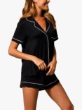 Chelsea Peers Modal Piped Shorts Pyjama Set, Black