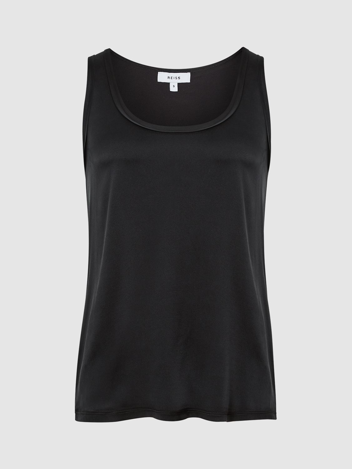 Reiss Riley Silk Front Vest Top, Black, XL