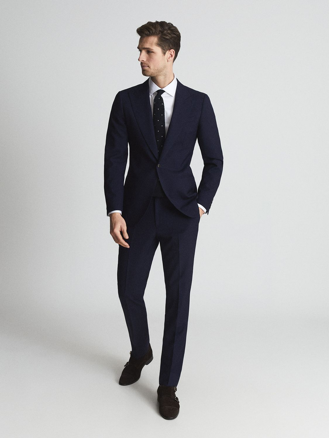 Reiss Bold Tailored Wool Suit Trousers, Navy