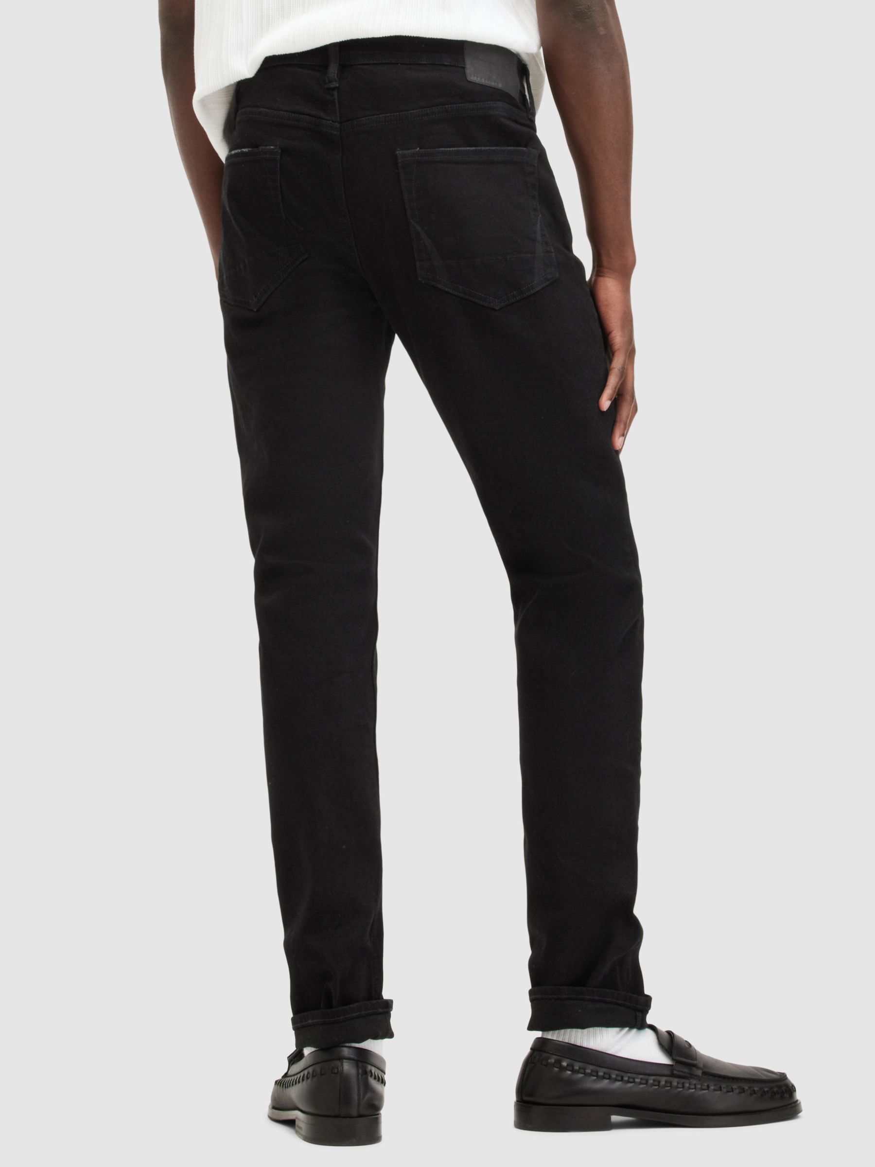 AllSaints Cigarette Slim Jeans, Jet Black, W34/L32