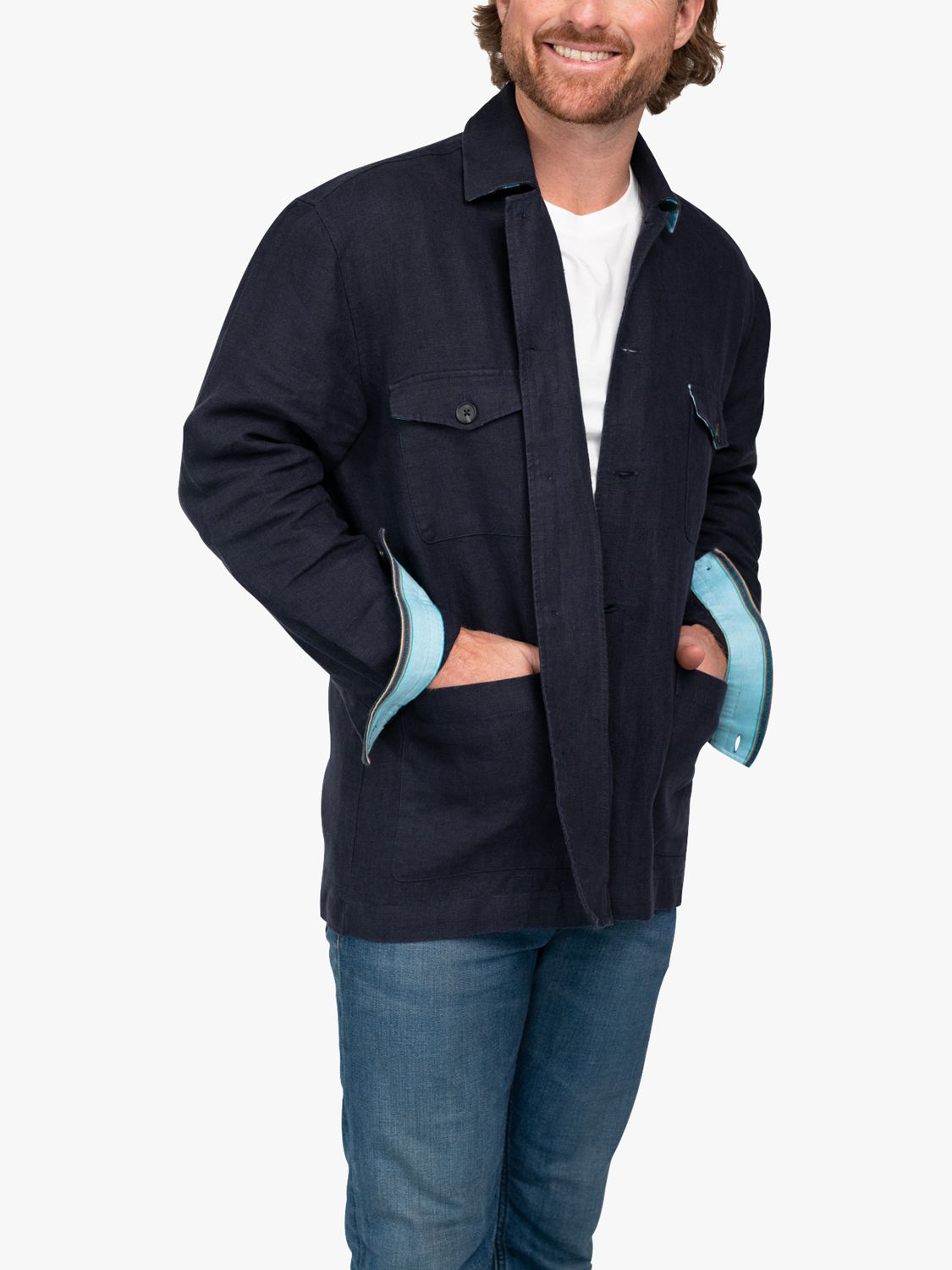 Buy KOY Linen Overshirt Jacket, Navy Online at johnlewis.com