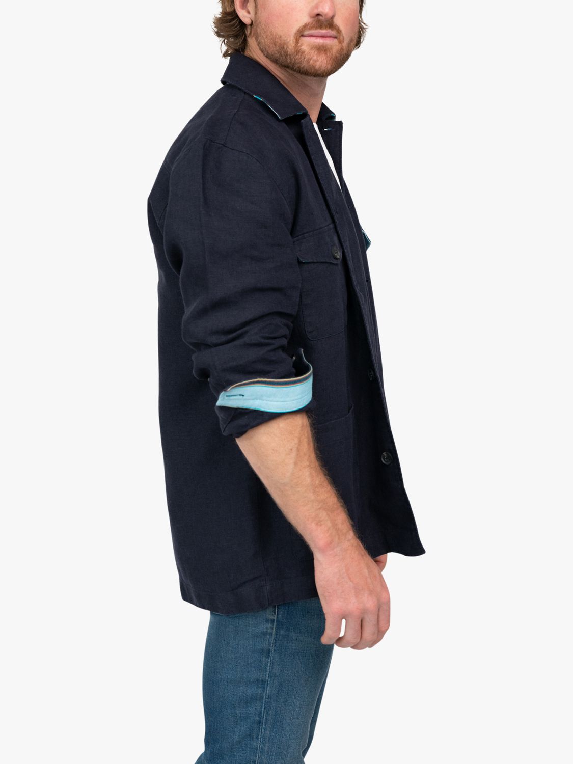 Buy KOY Linen Overshirt Jacket, Navy Online at johnlewis.com