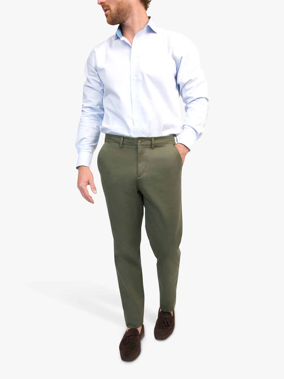 KOY Slim Chinos Trousers, Khaki, 34R