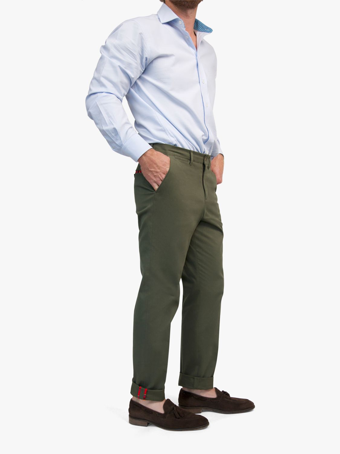 KOY Slim Chinos Trousers, Khaki, 34R