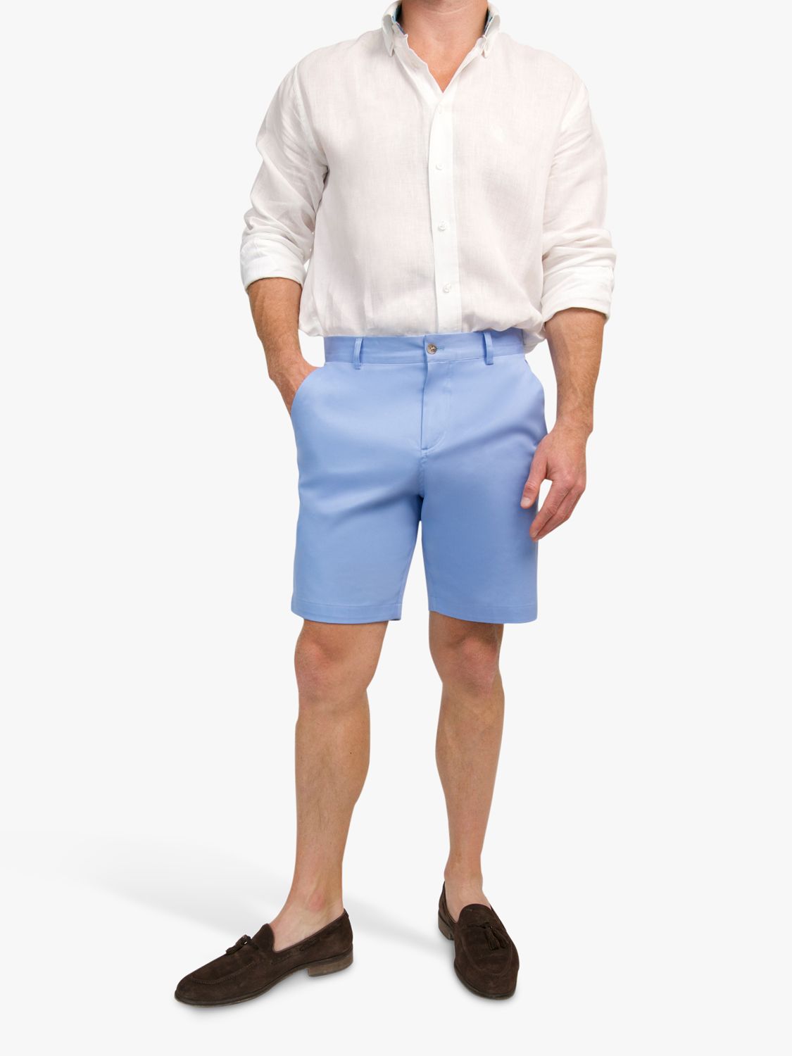 KOY Slim Chinos Shorts, Light Blue, 34R