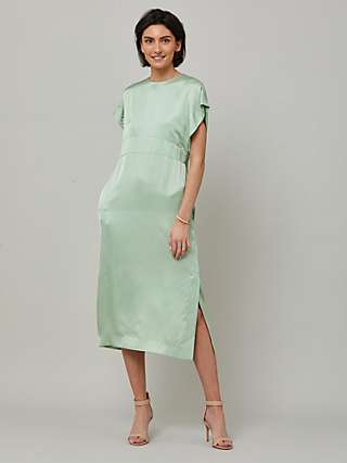 Helen McAlinden Shiv Satin Midi Dress, Tea Green