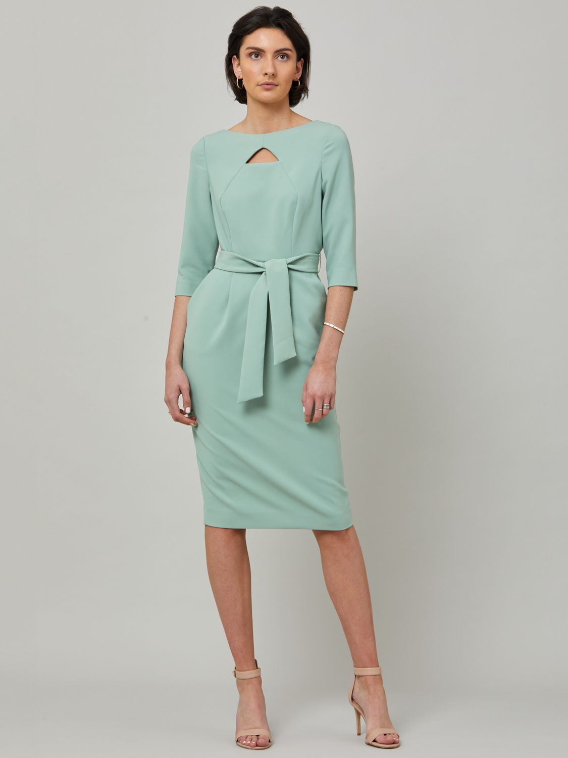 Helen McAlinden Beatrice Knee Length Dress, Willow Green at John Lewis ...