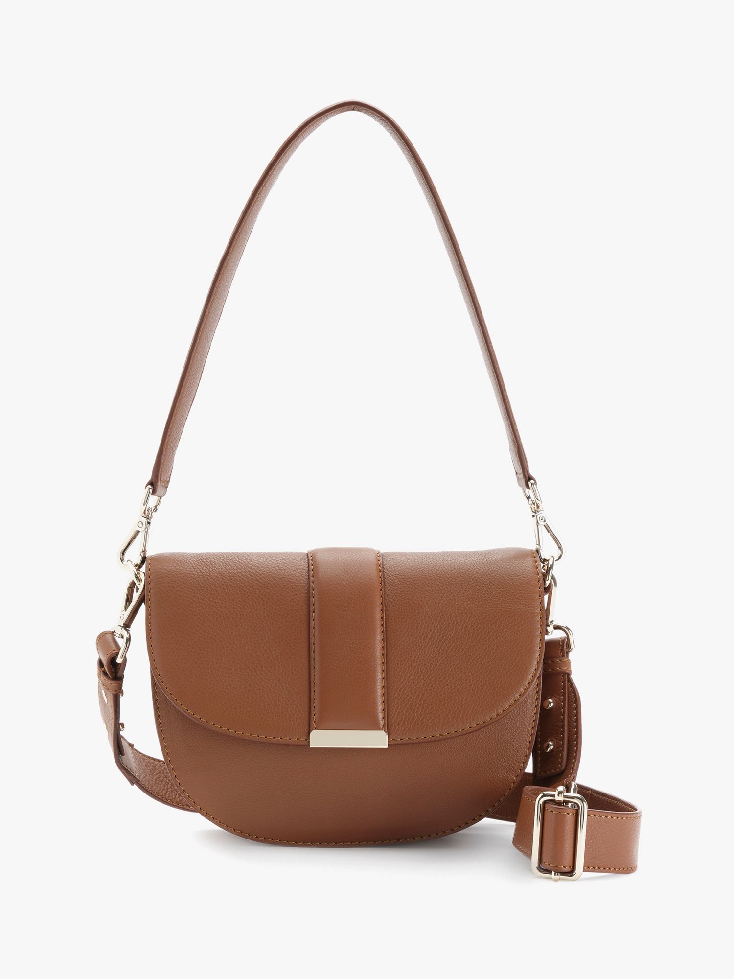 tan leather saddle handbag