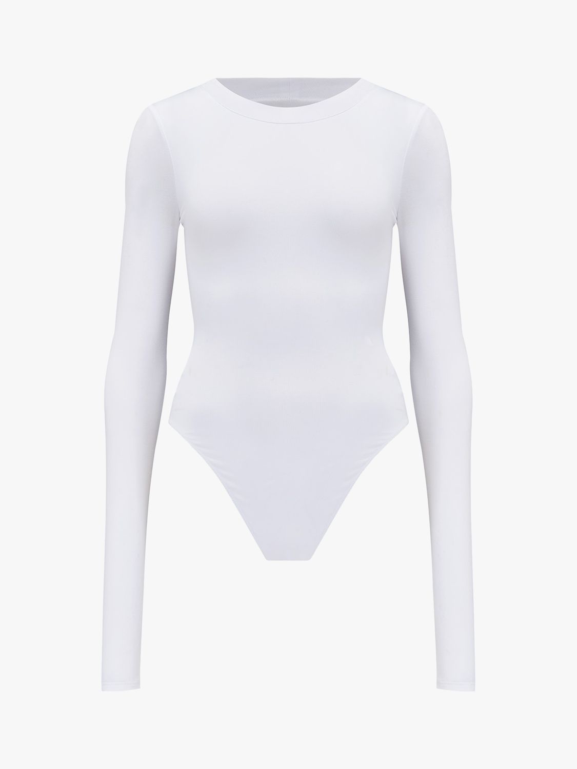 Good American Plain Round Neck Bodysuit, White at John Lewis & Partners