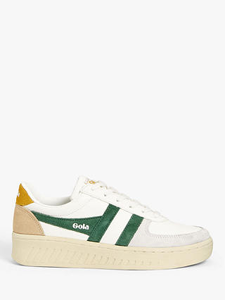 Gola Grand Grandslam Trident Low Top Trainers, White/Green, 4