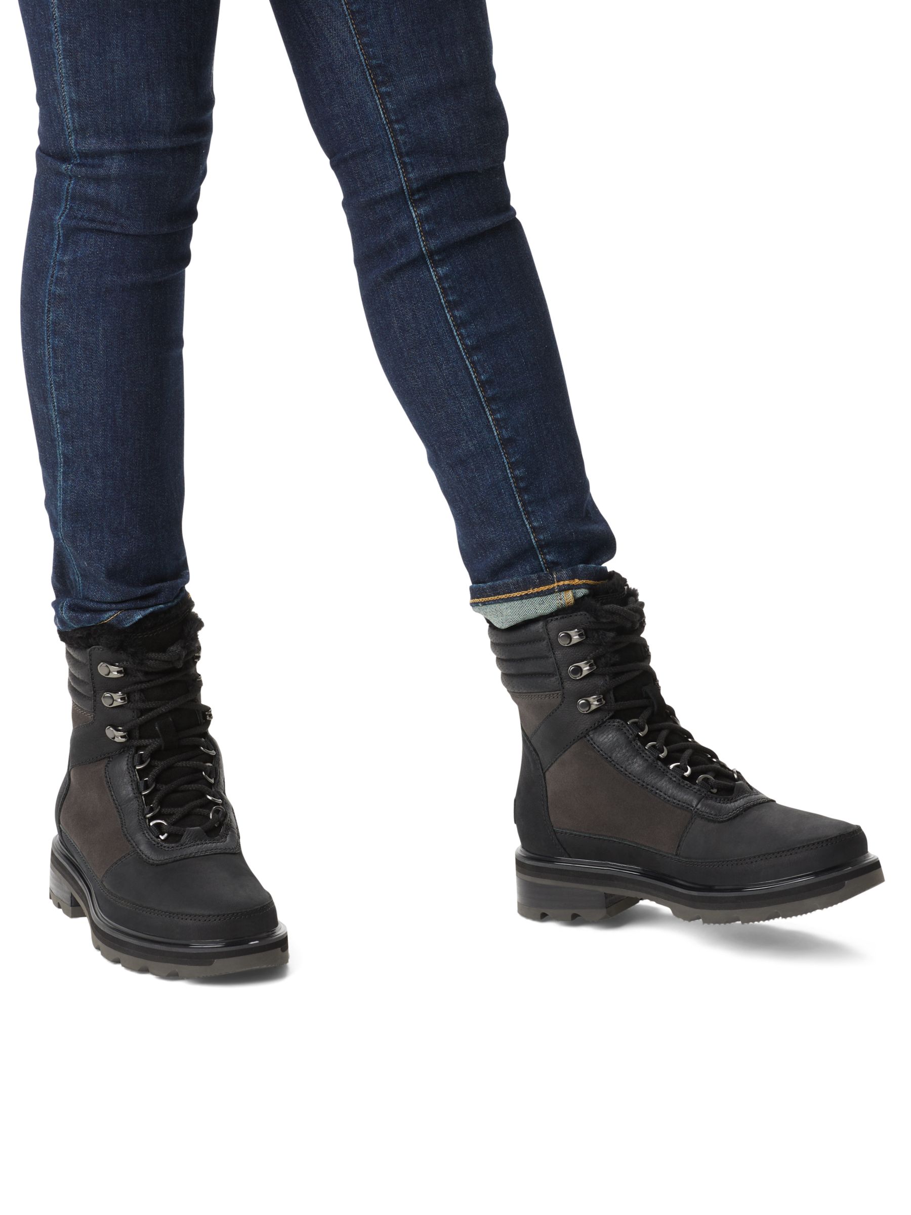 sorel black lace up boots