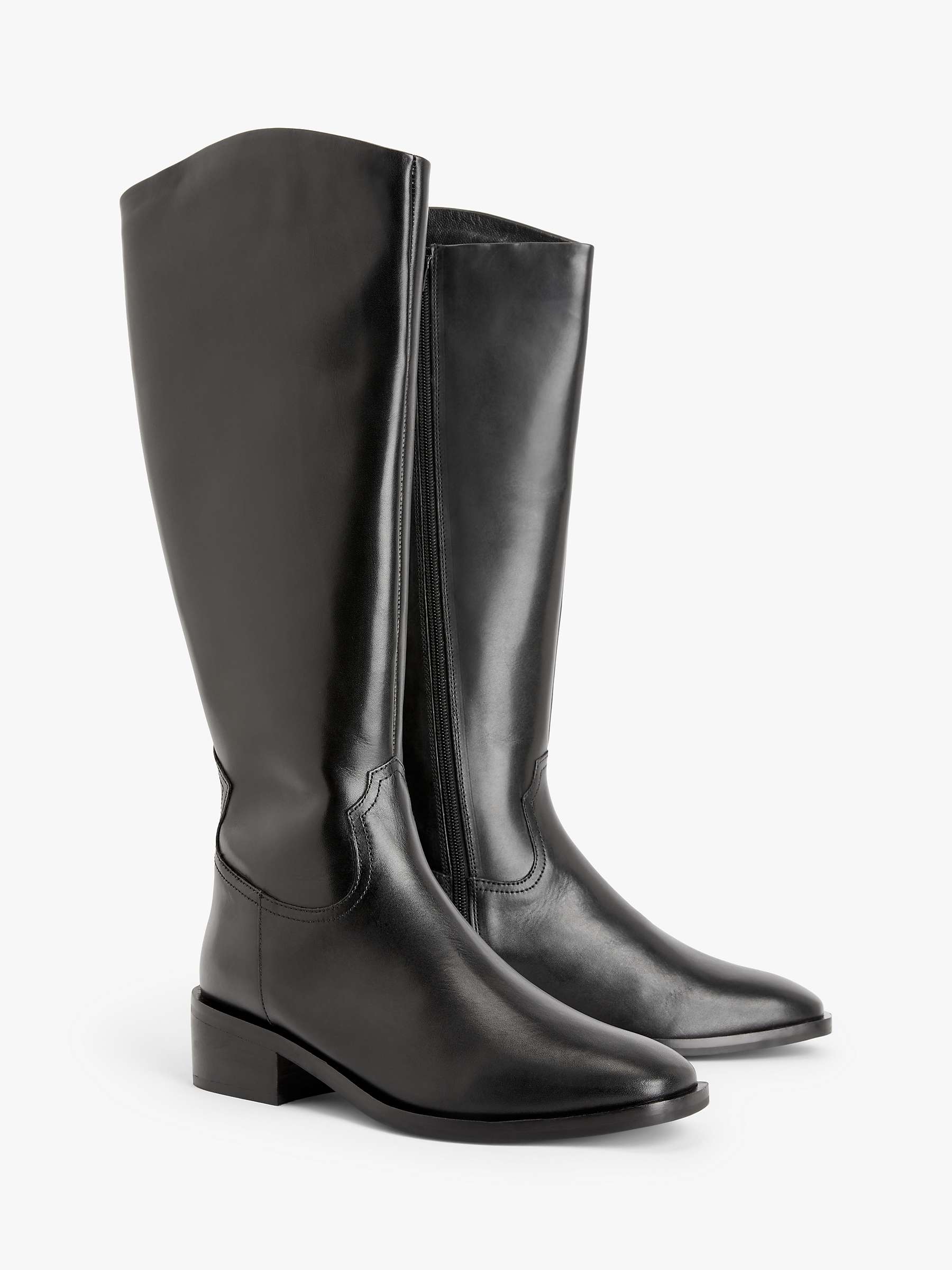 AND/OR Tillie Leather Knee High Western Boots, Black at John Lewis ...