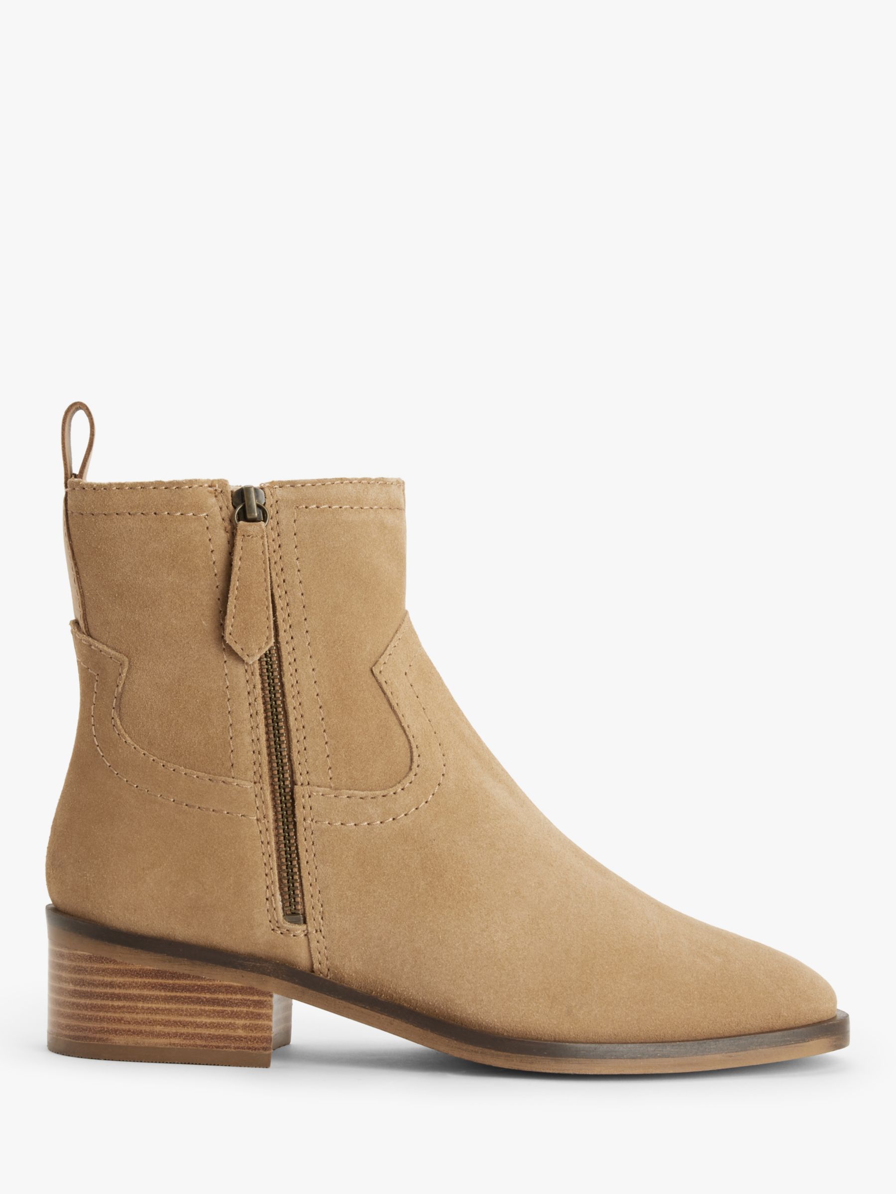 AND/OR Pablo Suede Square Toe Borg Lined Ankle Boots, Beige at John ...