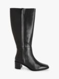 Kin Tammie Leather Knee High Square Toe Boots, Black