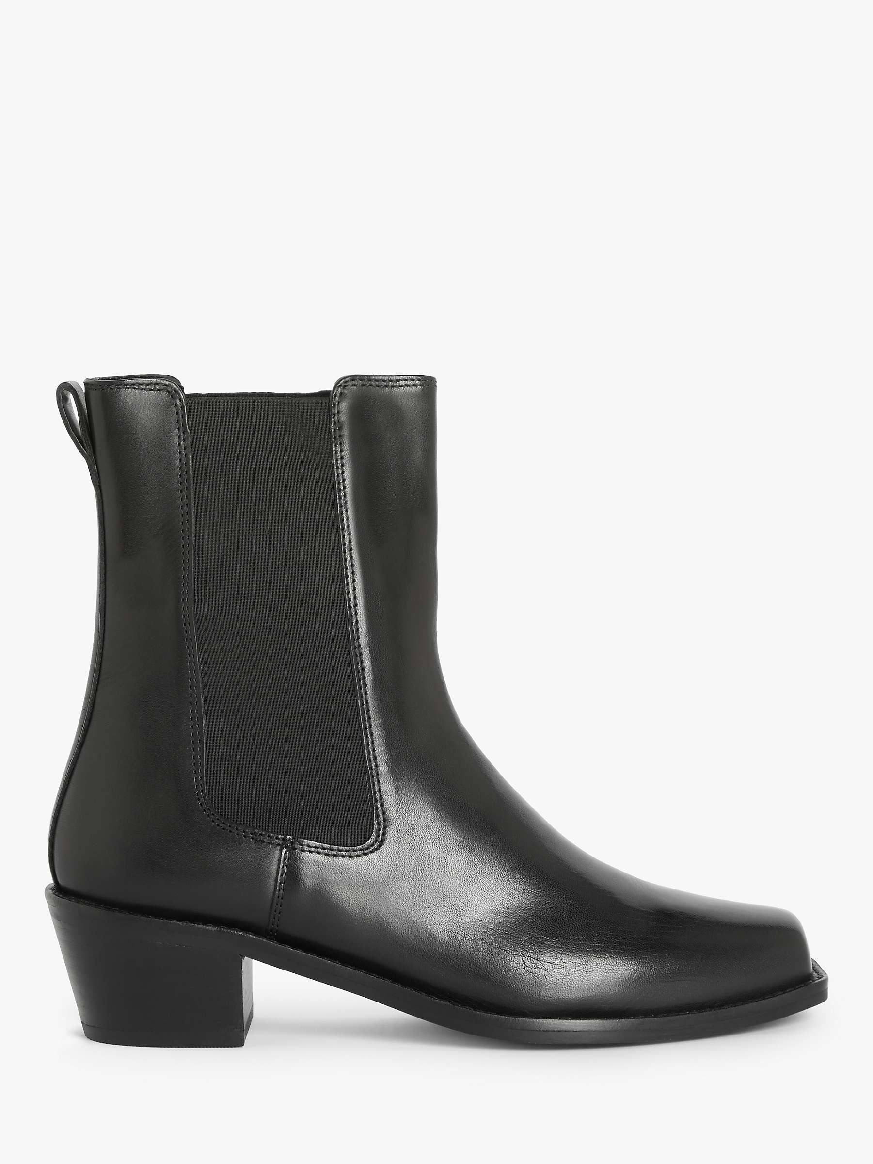 AND/OR Orson Leather Western Ankle Boots, Black at John Lewis & Partners