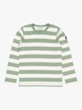 Polarn O. Pyret Kids' GOTS Organic Cotton Stripe Long Sleeve Top, Green