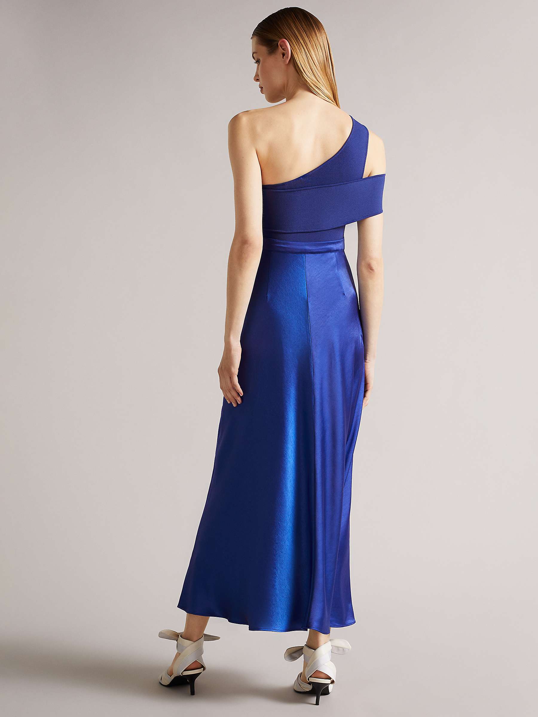 Buy Ted Baker Ivena Asymmetric Knit Bodice Satin Skirt Midi Dress Online at johnlewis.com