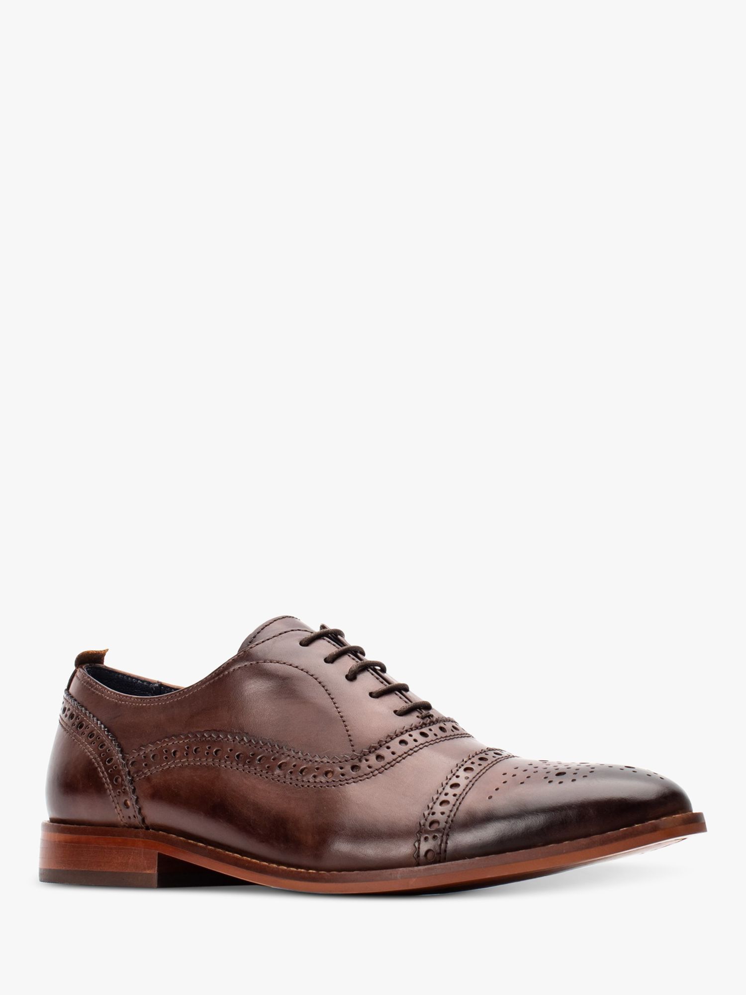 Base London Cast Leather Lace Up Brogues, Brown Washed at John Lewis ...