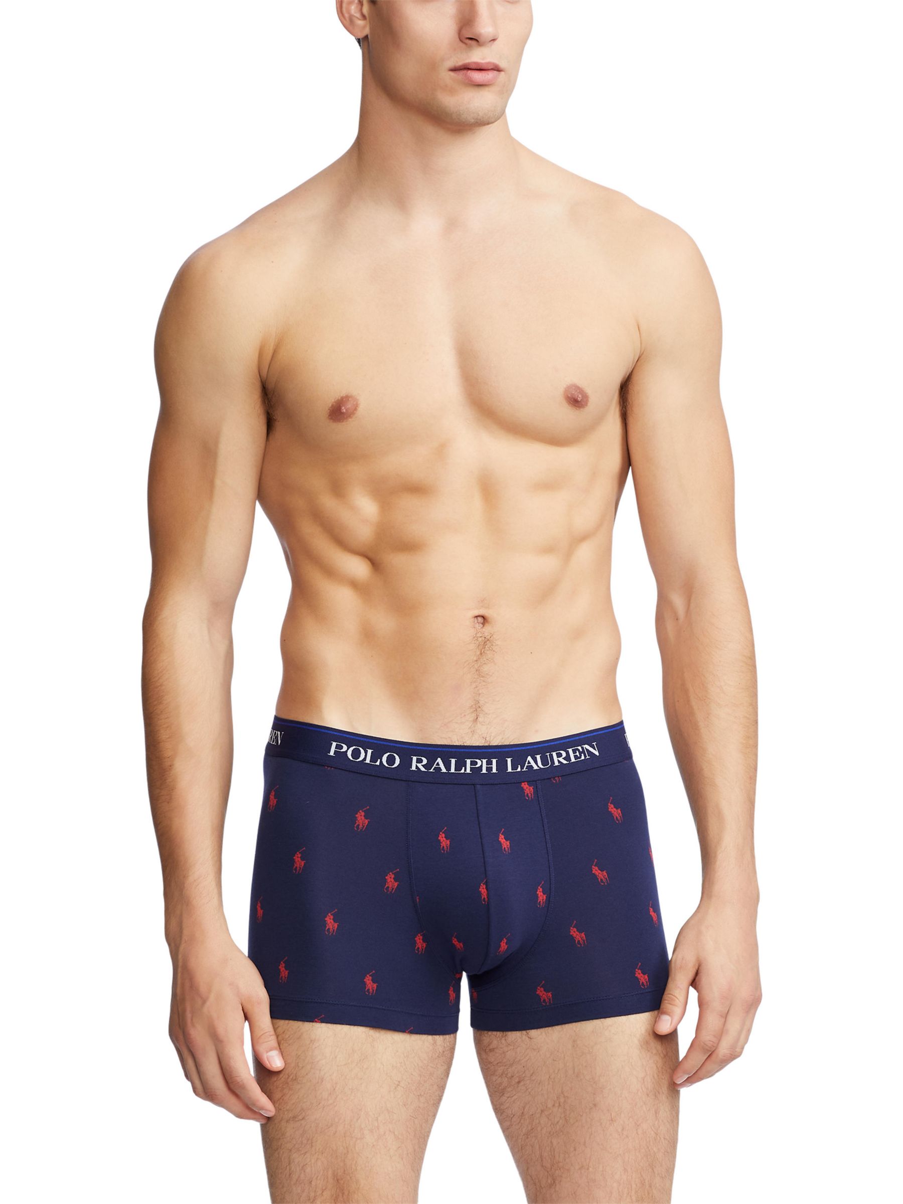 Polo Ralph Lauren Cotton Stretch Trunks, Pack of 3, Blue/Red Multi, S