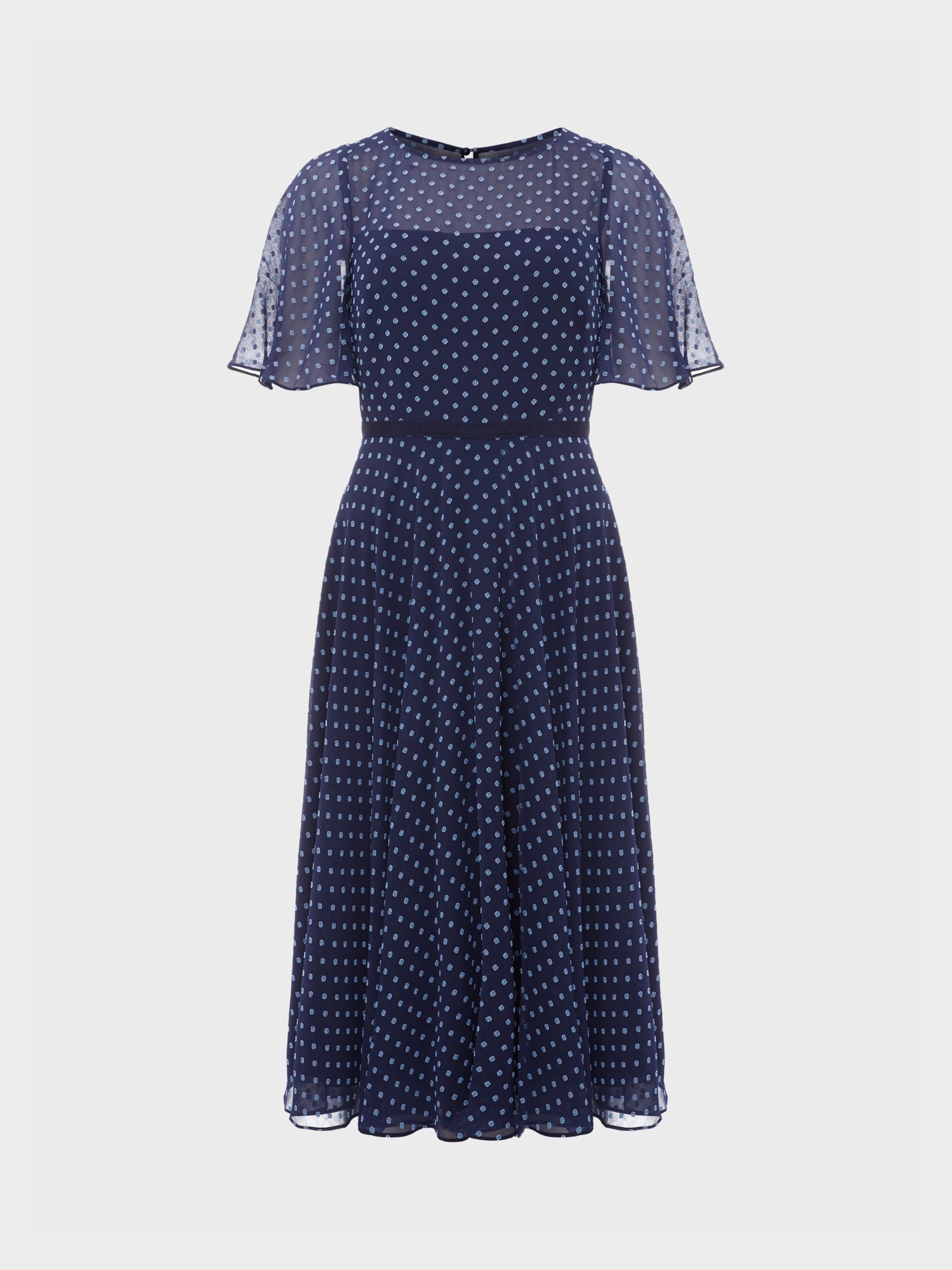 Hobbs Eleanor Spot Print Dress, Midnight Blue at John Lewis & Partners
