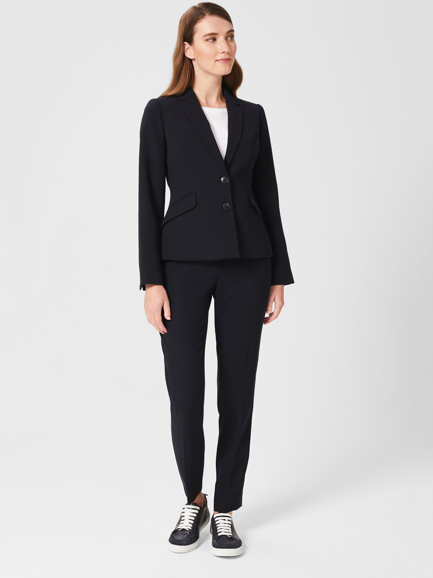 Hobbs Abigail Tapered Trousers, Navy at John Lewis & Partners