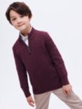 John Lewis Heirloom Collection Kids' Plain Half Zip Cable Knit Cashmere Blend Jumper