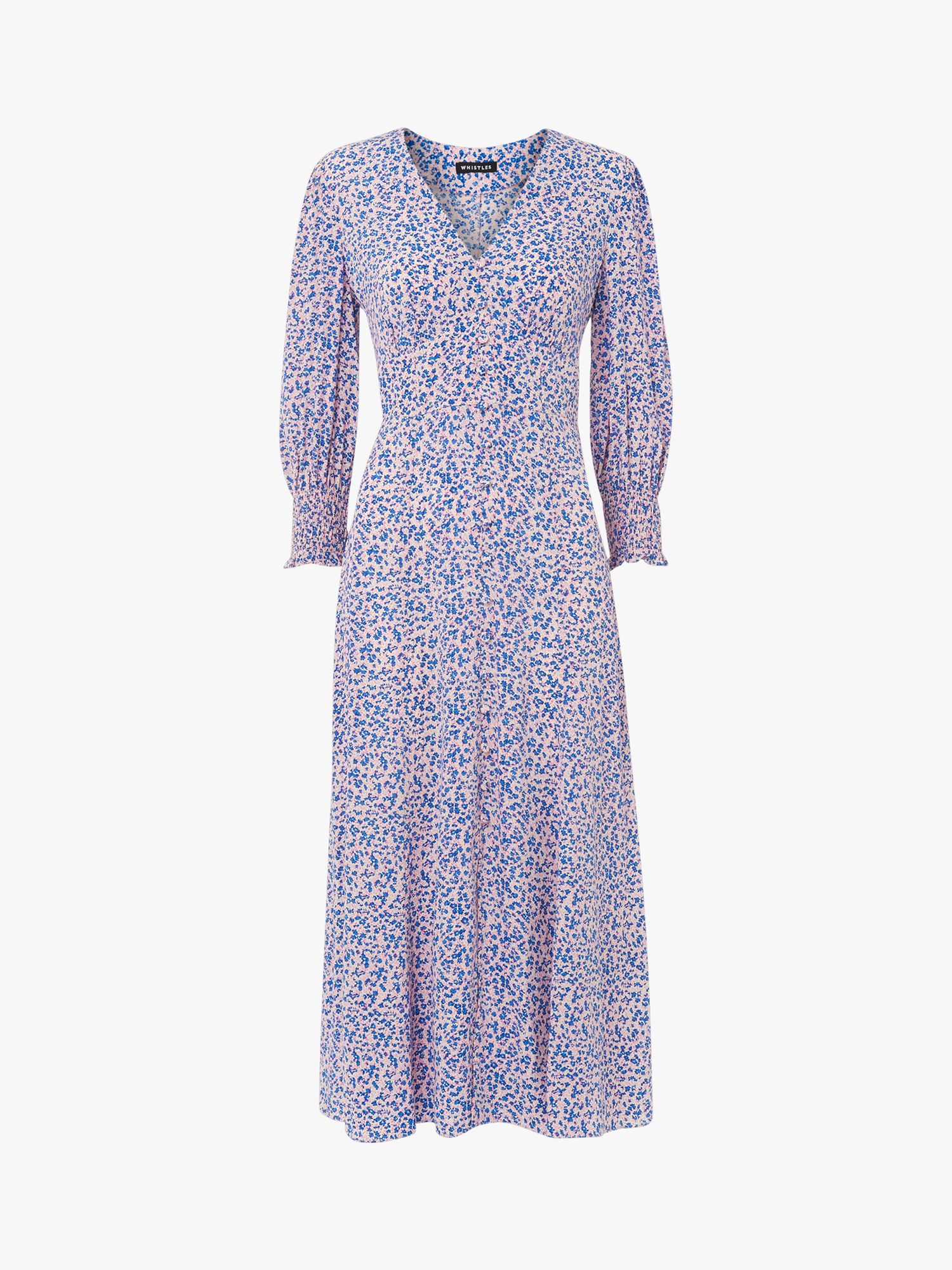 Whistles Floral Garden Print Midi Dress, Multi at John Lewis & Partners