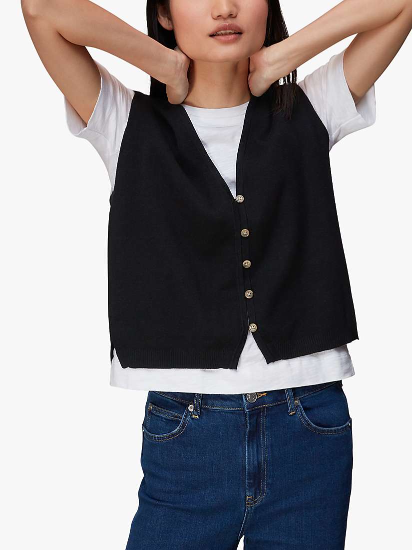 Buy Whistles Bailey Sleeveless Cardigan, Black Online at johnlewis.com