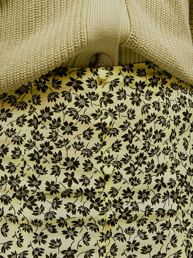Whistles Buttercup Floral Print Midi Skirt, Yellow/Multi