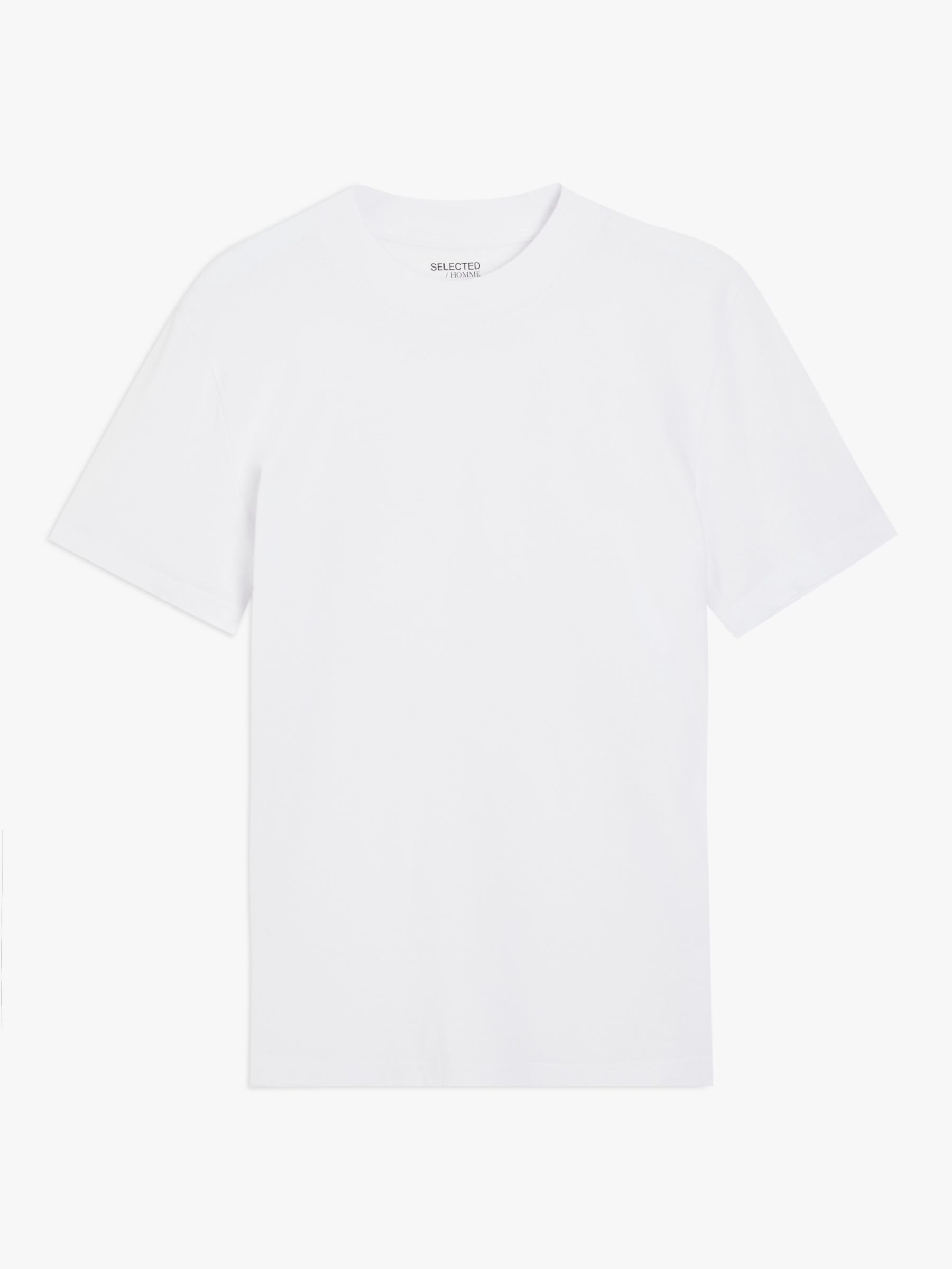 SELECTED HOMME Organic Cotton T-Shirt, White at John Lewis & Partners