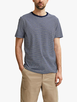 SELECTED HOMME Organic Cotton Striped T-Shirt, Navy Blazer