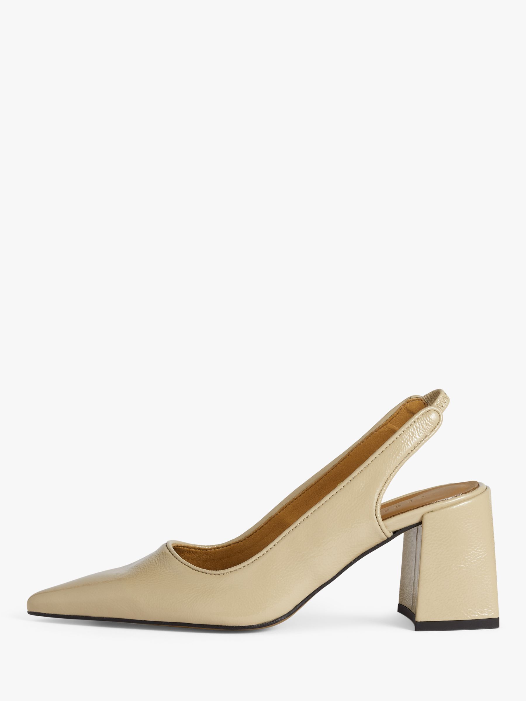 Jigsaw Alford Leather Sling Back Court Shoes, Nude at John Lewis & Partners