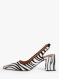 Jigsaw Alford Zebra Print Leather Sling Back Court Shoes, Black/White