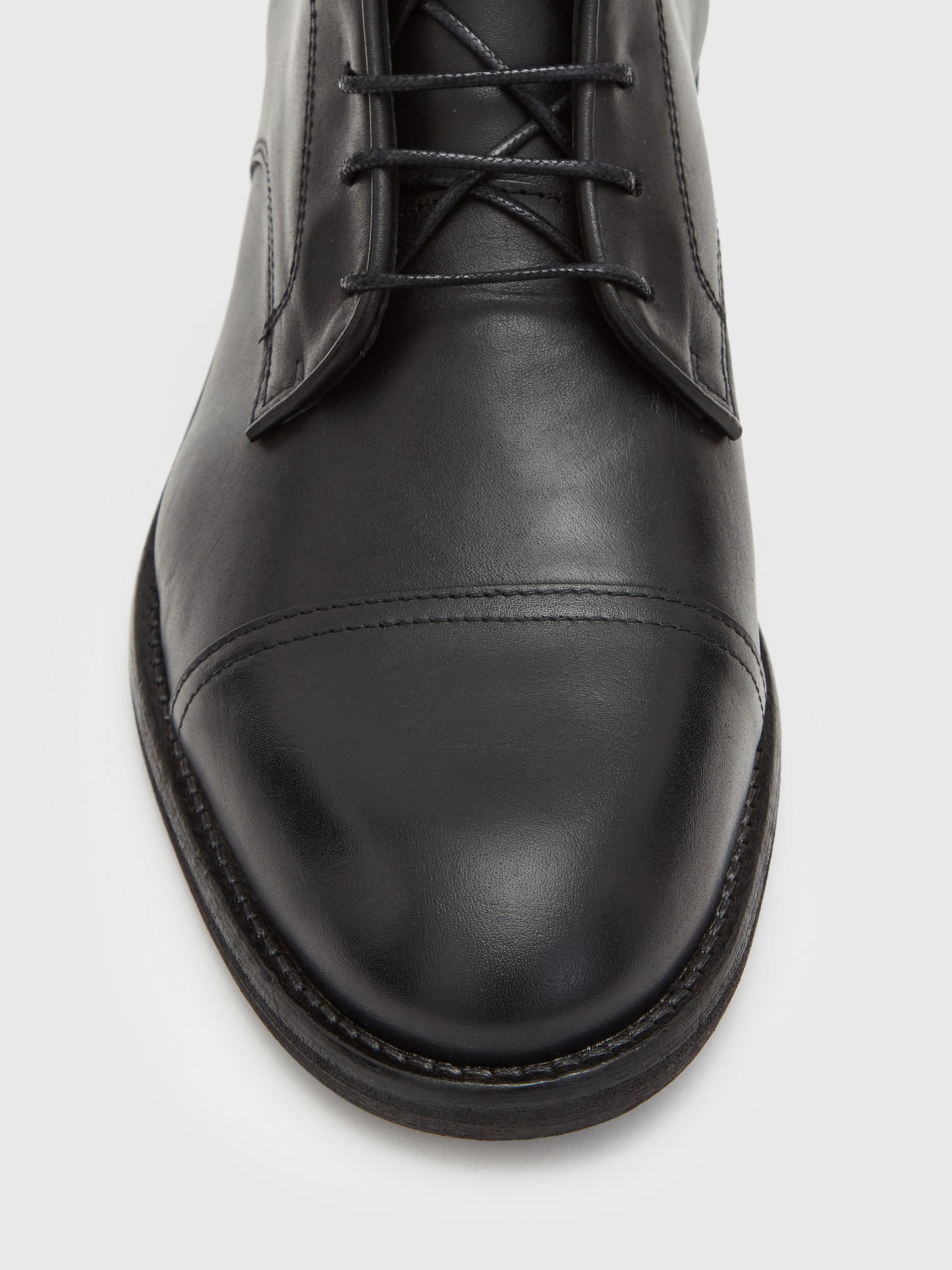 AllSaints Harland Leather Boots, Black at John Lewis & Partners