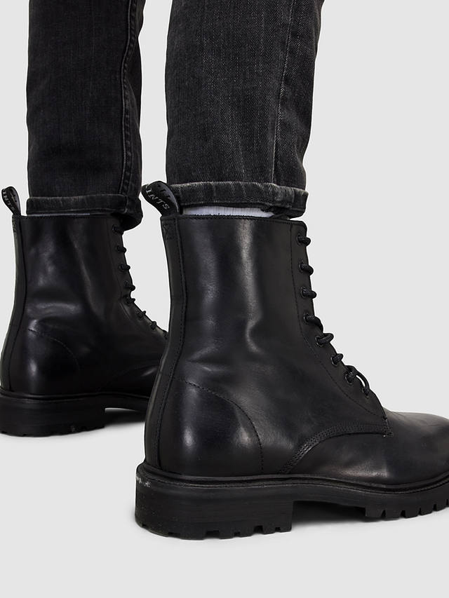 AllSaints Tobias Leather Military Boots, Black
