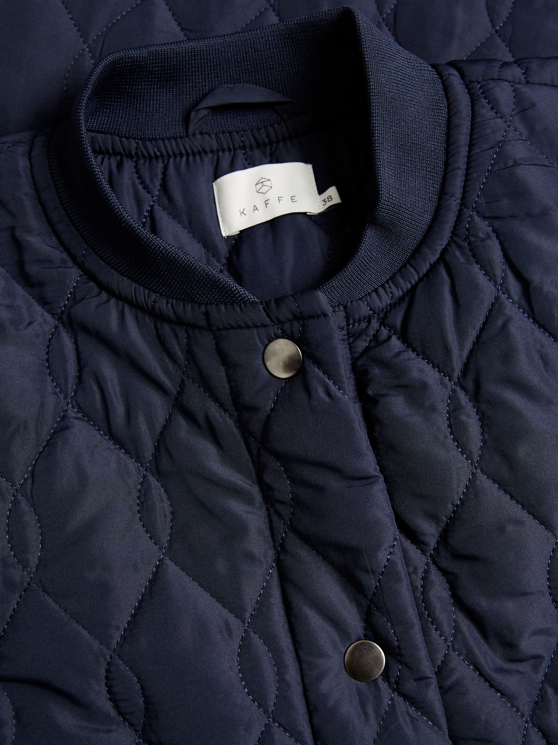 KAFFE Shally Quilted Coat, Midnight Marine at John Lewis & Partners
